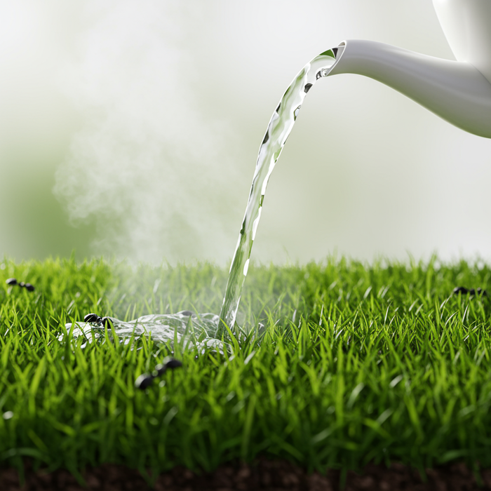 Ameisen im Rasen mit heißem Wasser bekämpfen