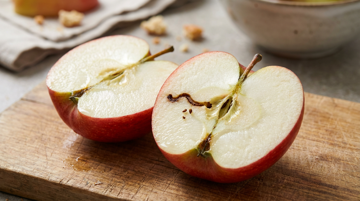 Apfelmade im Apfel: Befallene Äpfel noch essen?