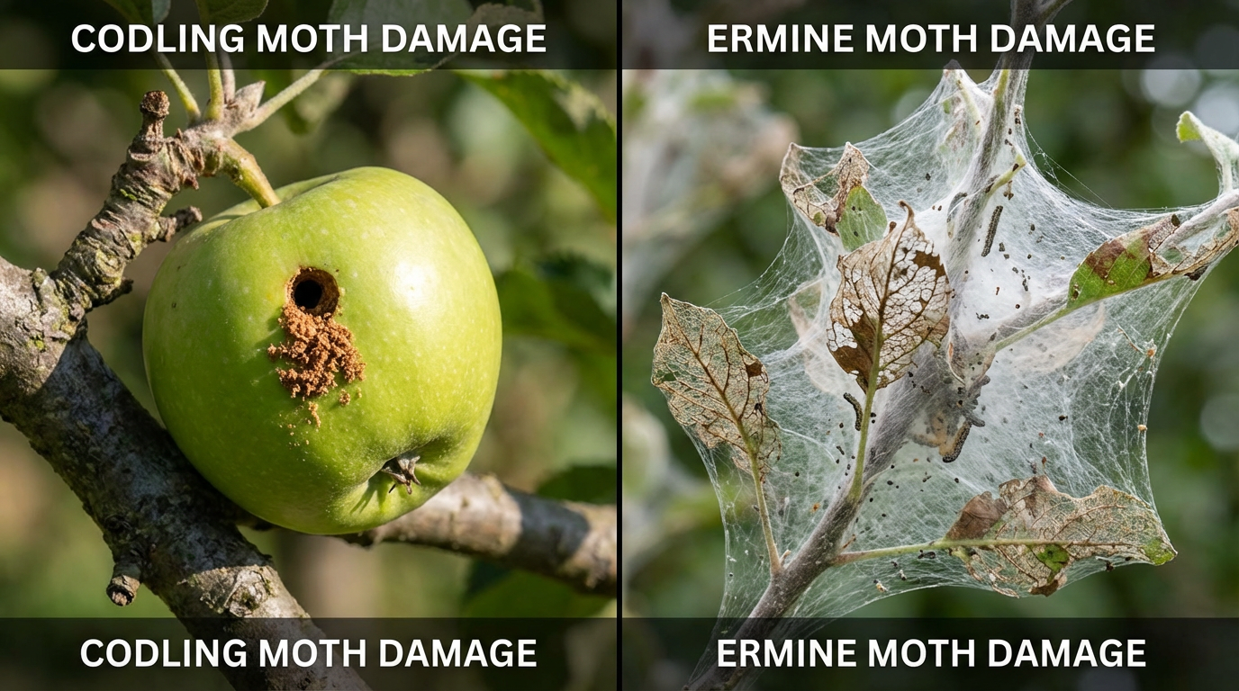 Apfelwickler oder Gespinstmotte? Unterschiede: Befall sicher erkennen