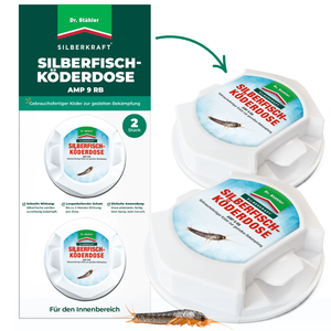 Dr. Stähler Silberkraft Silberfisch-Köderdose AMP 9 RB – gebrauchsfertiger Köder zur gezielten Bekämpfung von Silberfischen, 2 Stück pro Packung, mit schneller und langanhaltender Wirkung