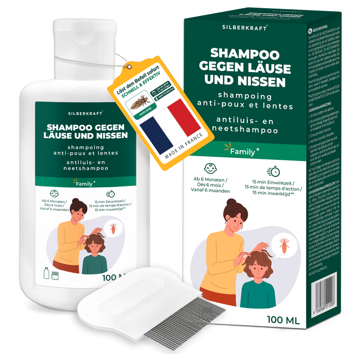 Kopfläuse-Shampoo - Läuseshampoo für Kinder & Erwachsene inkl. Nissenkamm Läuse Shampoo