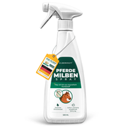 Die Flasche des Silberkraft Pferde Milbensprays ist aus recyceltem Kunststoff prodziert. Das Milbenspray ist in Deutschland hergestellt und wirksam ab der ersten Anwendung.