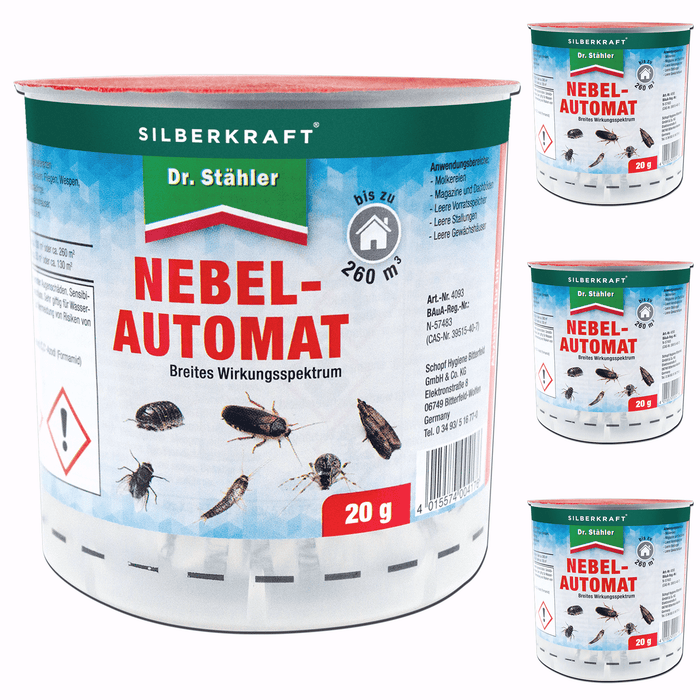 Silberkraft Nebelautomat 4x20g zur intensiven Insektenbekämpfung in großen Wohn- und Gewerberäumen