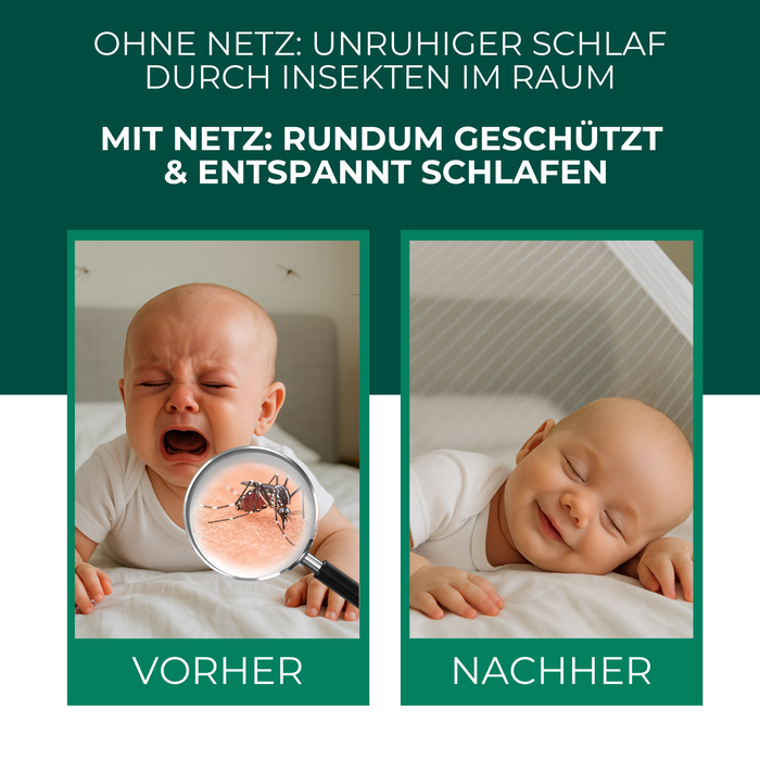 Insektenschutz für Reise- und Kinderbett – Mückennetz 150×70×90 cm – Faltbar & atmungsaktiv – Für Babyreisebett & Beistellbett – Inkl. Transportbeutel