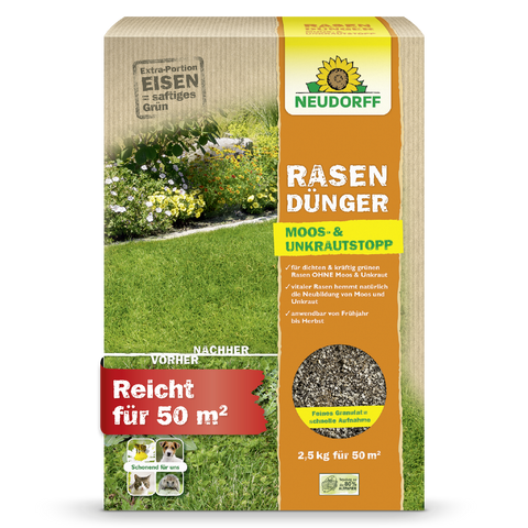 Neudorff Rasen Dünger Moos- & Unkraut Stopp 2,5 kg