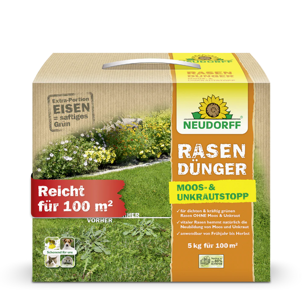 Neudorff RasenDünger Moos- & UnkrautStopp 5 kg - Silberkraft