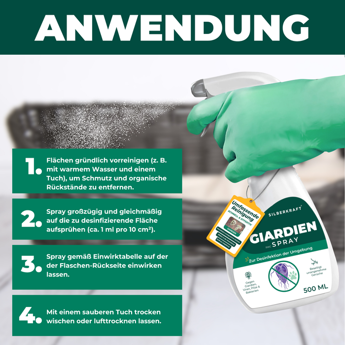 Giardienspray gegen Giardien, Bakterien, Viren & Pilze inkl. kostenloses eBook - Silberkraft