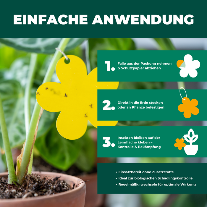 Gelbfalle Gelbtafeln Gelbsticker 12 Stück gegen Fruchtfliegen, Trauermücken, uvm.