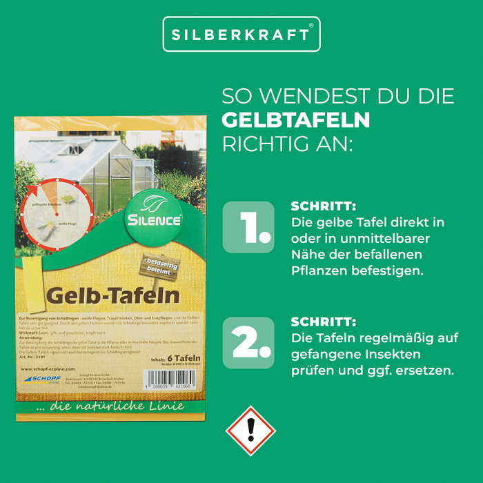 Silence Gelbtafeln: Effektive Lösung gegen weiße Fliegen, Trauermücken, Obst- und Essigfliegen