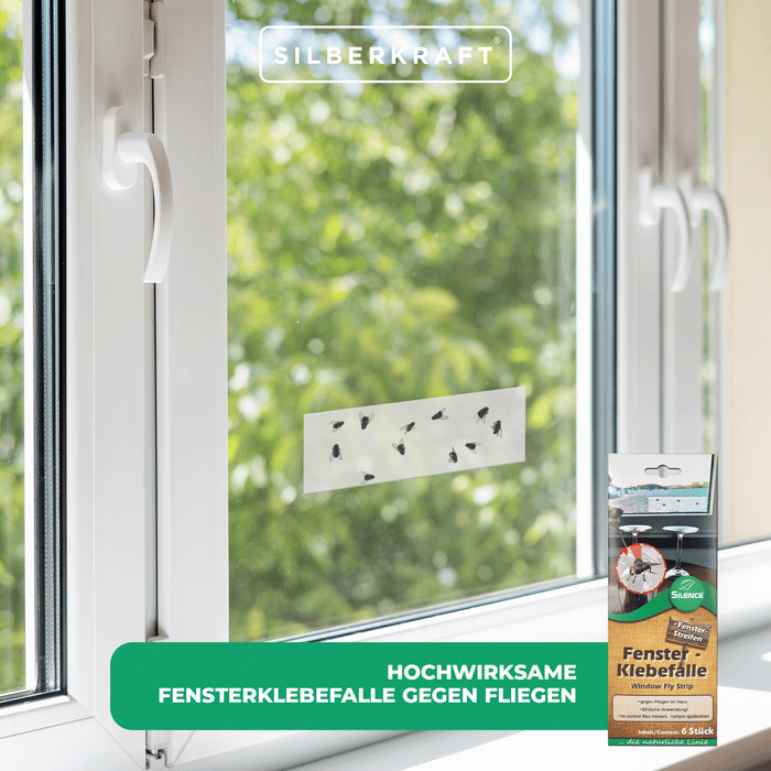 Silence Fenster-Klebefalle: Wirksame Fliegenfalle für Fenster mit transparenter Optik