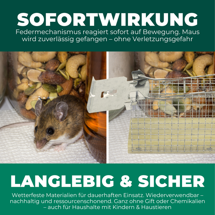 Lebendfalle für Mäuse aus Draht - Mäusefalle - tierfreundliche Alternative zu Schlagfallen und Giftköder