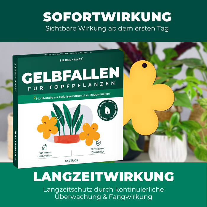 Gelbfalle Gelbtafeln Gelbsticker 12 Stück gegen Fruchtfliegen, Trauermücken, uvm.