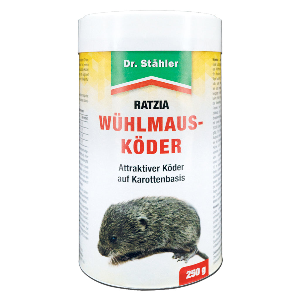Wühlmausköder Ratzia: Effektiver Wühlmausköder auf Karottenbasis —  Silberkraft
