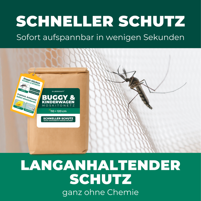 Moskitonetz Kinderwagen & Buggy - universeller Insektenschutz für Babys unterwegs - Feinmaschiges Netz, leicht & reisetauglich