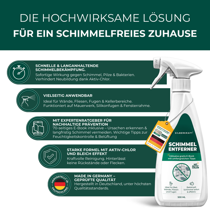 Schimmelentferner / Schimmelspray mit E-Book - Gegen Schimmel & Stockflecken