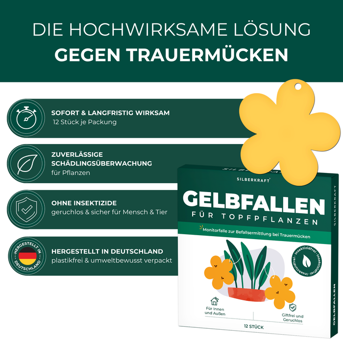 Gelbfalle Gelbtafeln Gelbsticker 12 Stück gegen Fruchtfliegen, Trauermücken, uvm.