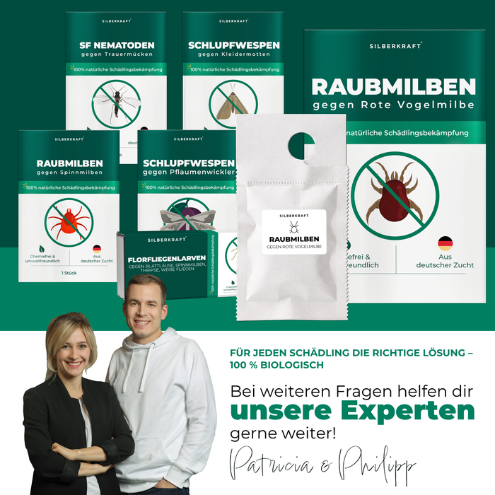 Silberkraft Nützlingsprodukte gegen Schädlinge – Beratung durch unsere Experten Patricia und Philipp