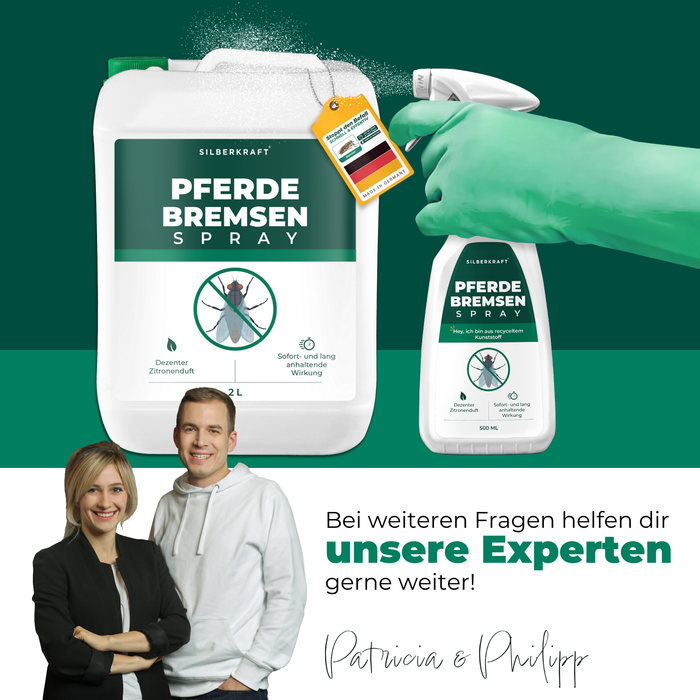 Silberkraft Bremsenspray zusammen mit anderen Produkten zur Insektenabwehr, umgeben von Text, der die verschiedenen Varianten und Anwendungsmöglichkeiten aufzeigt.