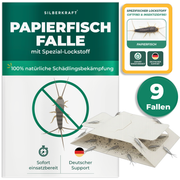 9x Silberkraft Papierfisch Falle mit integriertem Spezial-Lockstoff zur Bekämpfung von Papierfischen im Haushalt