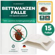 Silberkraft Bettwanzenfalle im 15er-Set – giftfreie Klebefallen mit integriertem Spezial-Lockstoff
