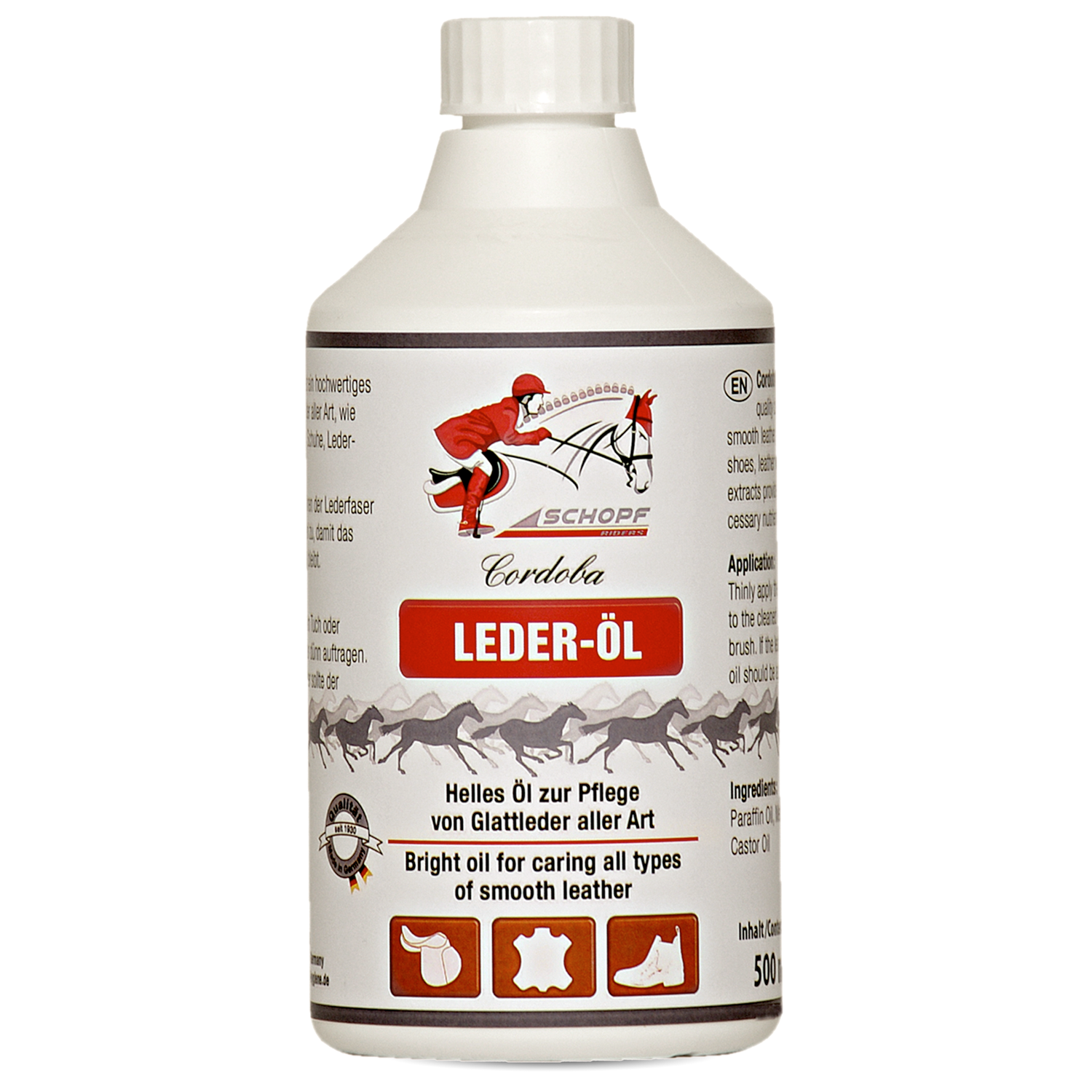 Hochwertiges Leder-Öl für Pferdesättel, Zaumzeug und Reiterstiefel