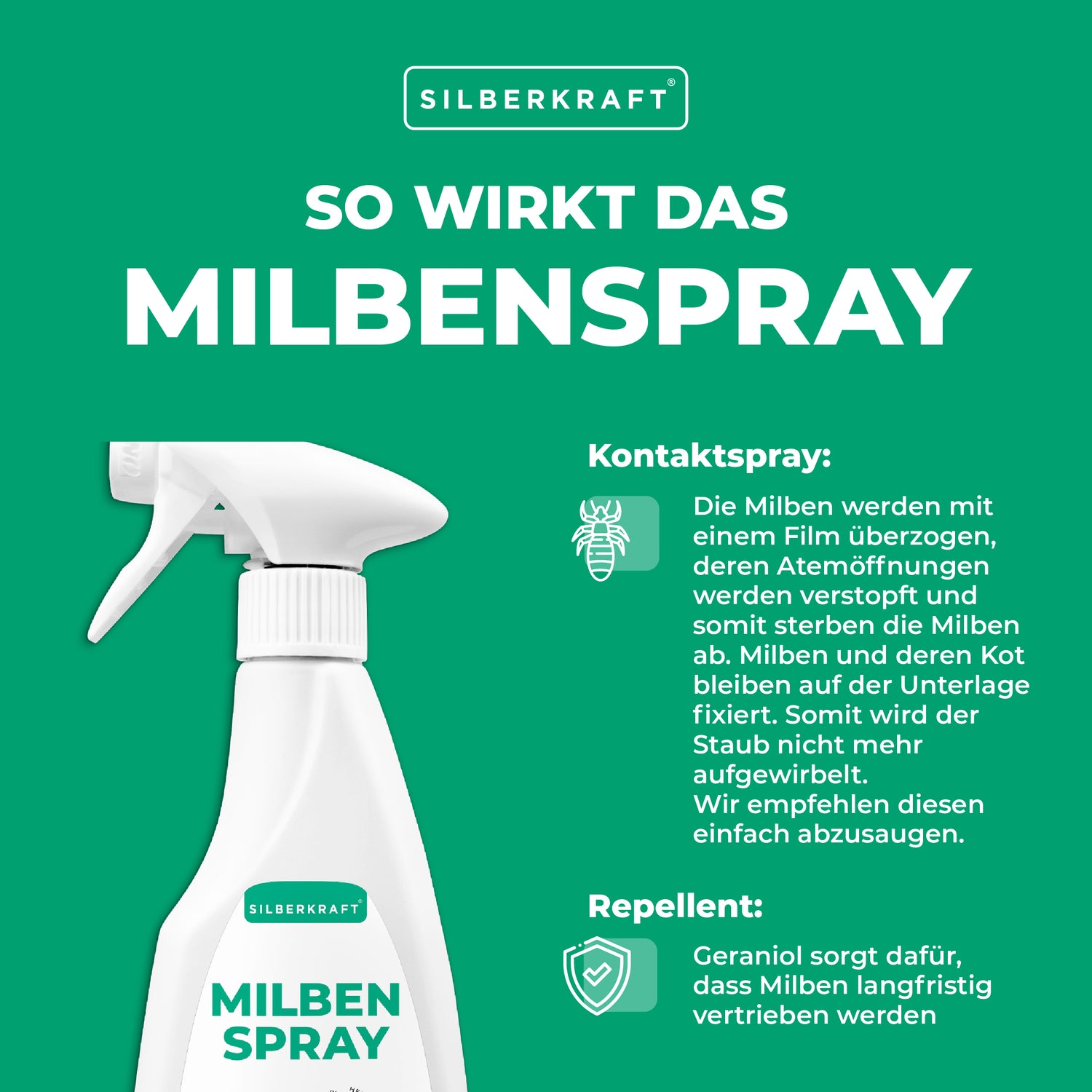 Spray anti-acariens pour matelas et textiles - combat les acariens —  Silberkraft