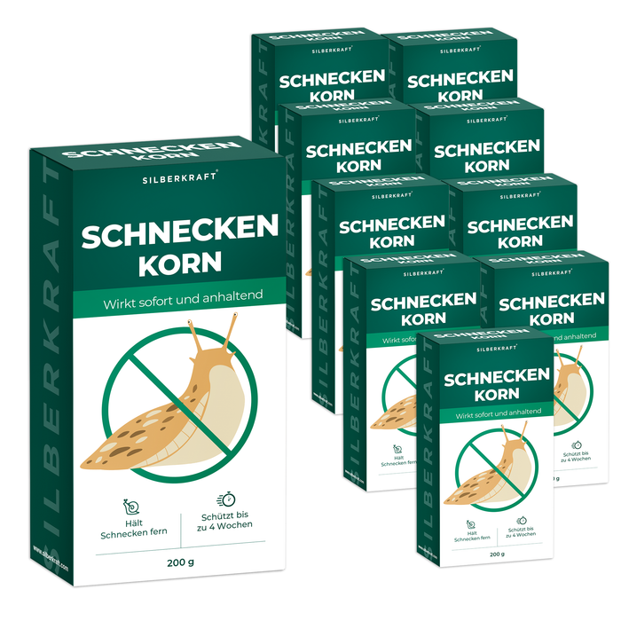 Silberkraft Schneckenkorn 12er-Pack – zwölffacher Schutz gegen Schnecken für größere Gärten. Langzeitwirkung von bis zu 4 Wochen pro Anwendung