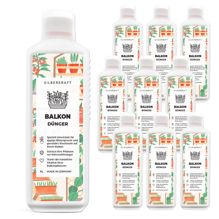 Balkon Dünger - Mineralischer NPK Flüssigdünger mit Stickstoff - Dünger für Kübelpflanzen - Balkonpflanzen düngen - Langzeitdünger - Silberkraft