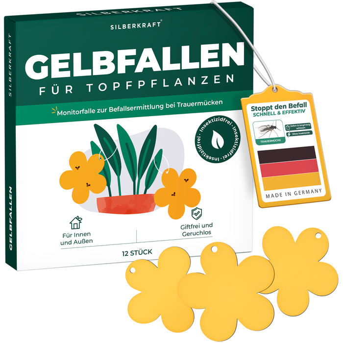 Gelbfalle Gelbtafeln Gelbsticker 12 Stück gegen Fruchtfliegen, Trauermücken, uvm.