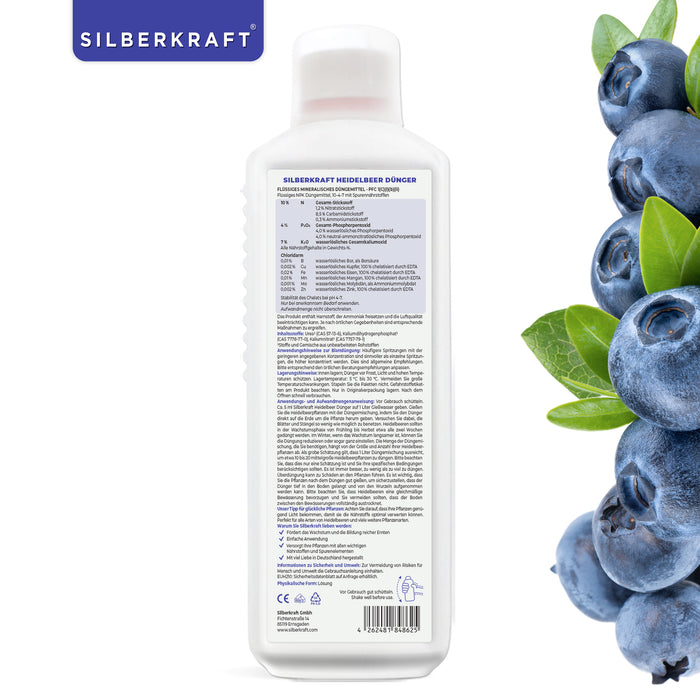 Heidelbeer Dünger - Mineralischer NPK Flüssigdünger mit Stickstoff - Dünger für Heidelbeeren - Blaubeer Dünger - Beerendünger