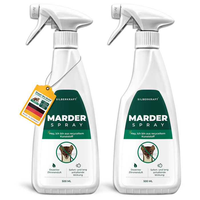 Silberkraft Marderspray 500ml im praktischen 2er-Set – Effektiver Schutz gegen Marderbefall in Fahrzeugen und Gebäuden. Langanhaltende Wirkung.