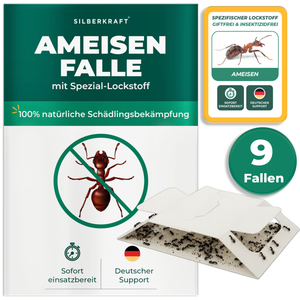 Silberkraft Ameisenfalle im 9er-Pack, ideal zur Bekämpfung von Ameisen in Innenräumen und Gärten.

