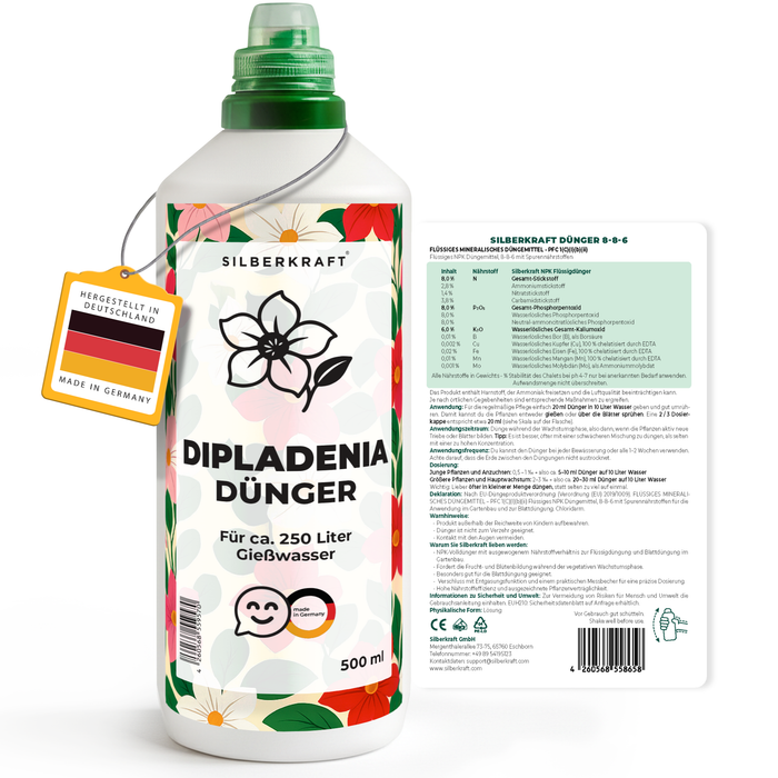 Dipladeniadünger – Mineralischer NPK Flüssigdünger mit Stickstoff – Dünger für Dipladenia (Mandevilla) – Balkon- & Kletterpflanzen-Dünger