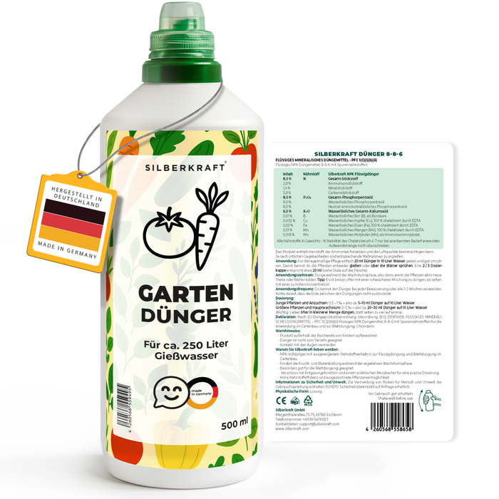 Gartendünger – Mineralischer NPK Flüssigdünger mit Stickstoff – Universaldünger für Gartenpflanzen – Blumen- & Sträucher-Dünger