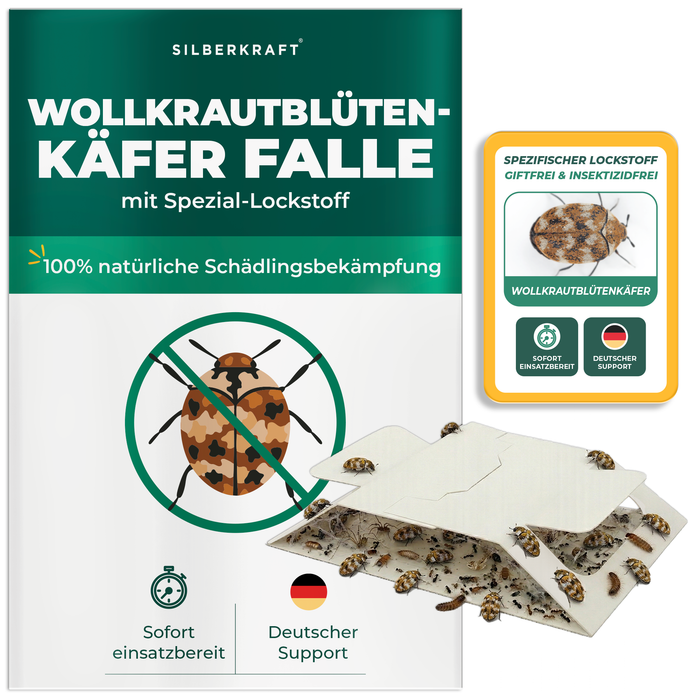Silberkraft Kornkäferfalle mit integriertem Spezial-Lockstoff – biozidfreie Klebefalle zur Bekämpfung von Kornkäfern und Vorratsschädlingen im Haushalt