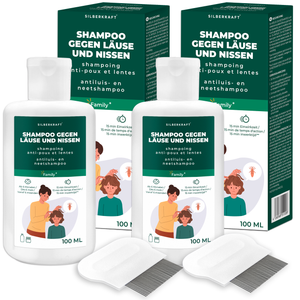 Kopfläuse-Shampoo - Läuseshampoo für Kinder & Erwachsene inkl. Nissenkamm Läuse Shampoo - Silberkraft