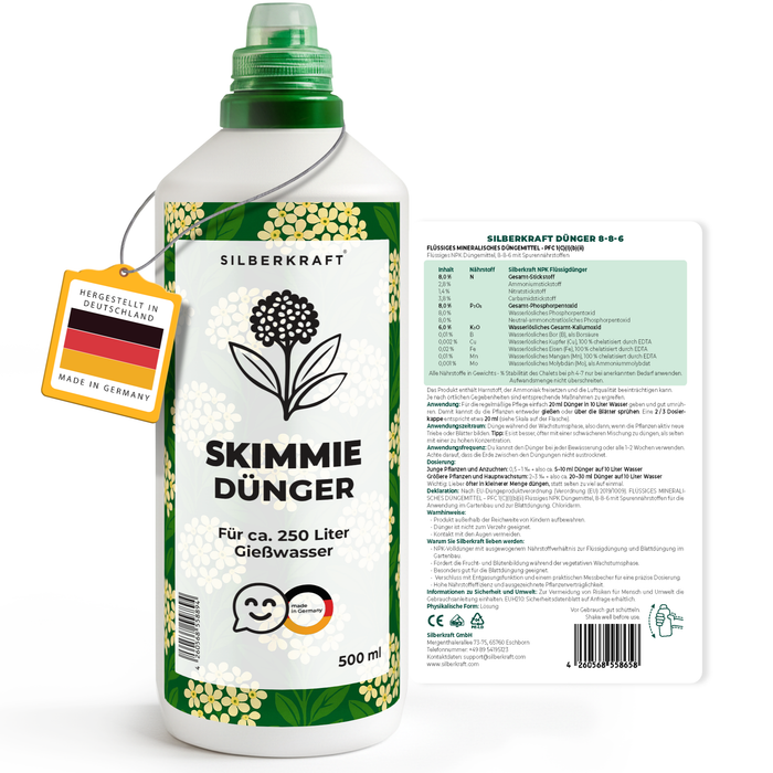 Skimmiedünger – Mineralischer NPK Flüssigdünger mit Stickstoff – Dünger für Skimmien – Ziersträucher-Dünger