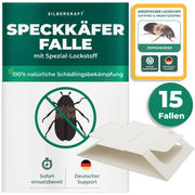 15x Silberkraft Speckkäferfalle mit Spezial-Lockstoff – Klebefalle gegen Speckkäfer und Teppichkäfer, sofort einsatzbereit
