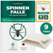 Silberkraft 9xSpinnenfalle mit integriertem Spezial-Lockstoff, biozidfreie Klebefalle zur Spinnenbekämpfung in Wohnräumen