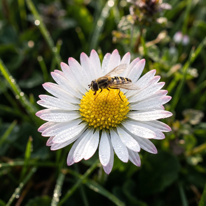 Blüte von Ausdauerndes Gänseblümchen (Bellis perennis) in Nahaufnahme (KI-generiert)