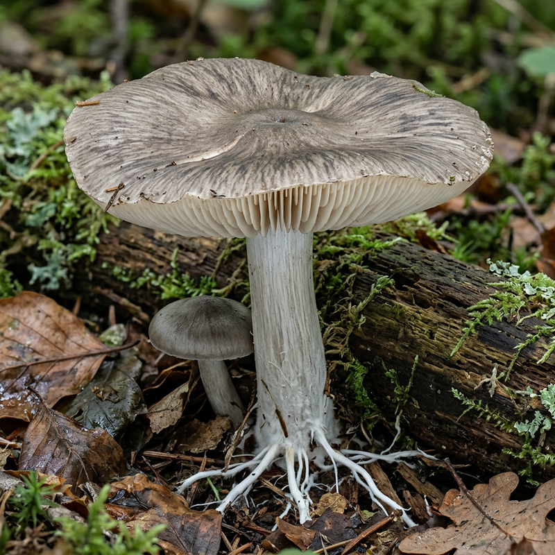 Breitblättriger Rübling (Megacollybia platyphylla), KI-Illustration