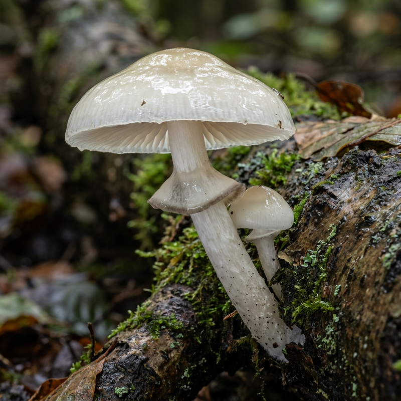 Buchen-Schleimrübling (Mucidula mucida), KI-Illustration