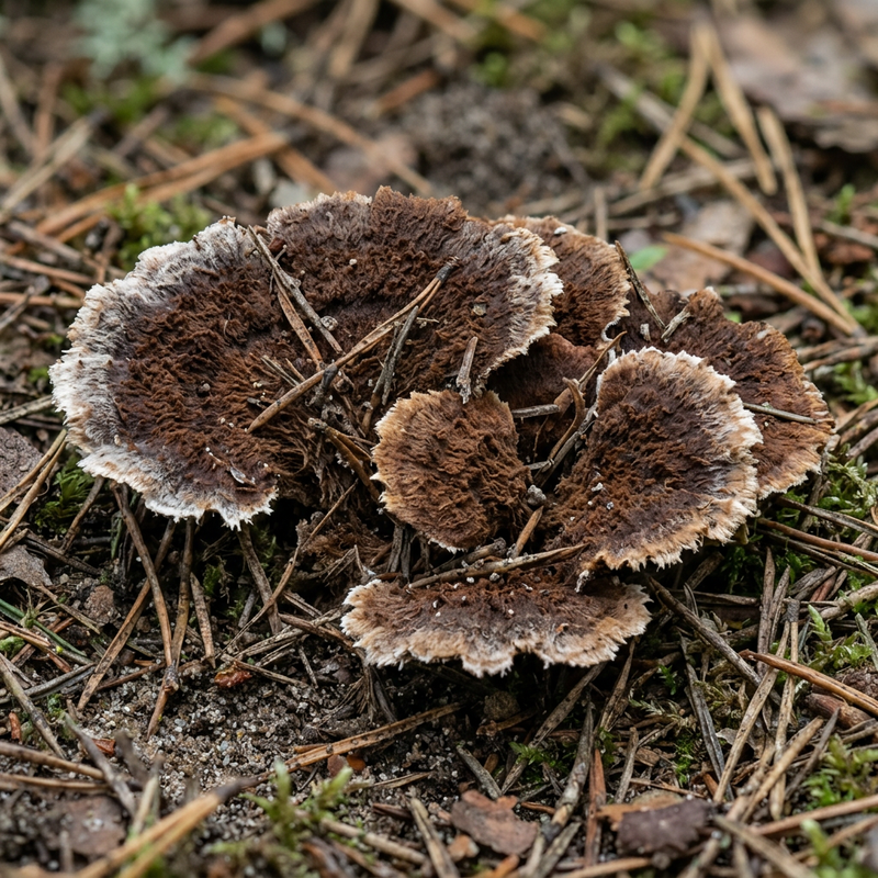 Erd-Warzenpilz (Thelephora terrestris), KI-Illustration