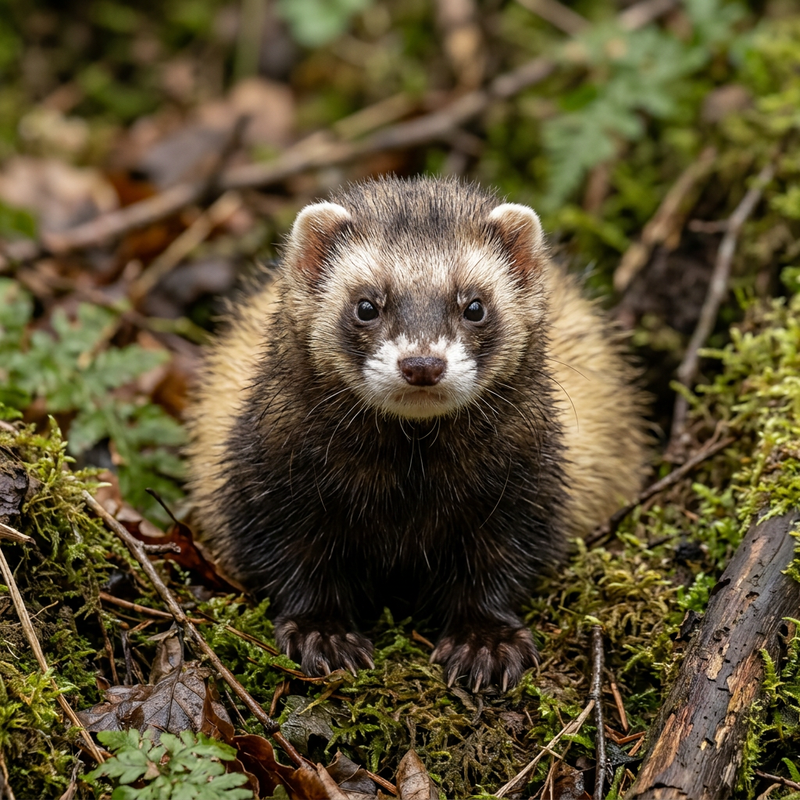 Europäischer Iltis (Mustela putorius), KI-Illustration
