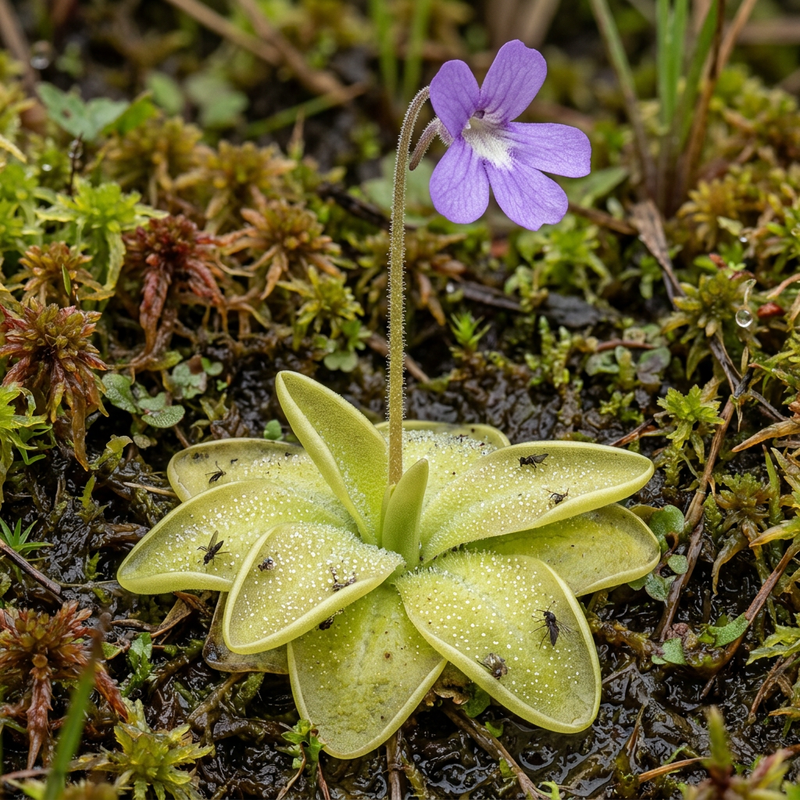 Fettkraut (Pinguicula), KI-Illustration