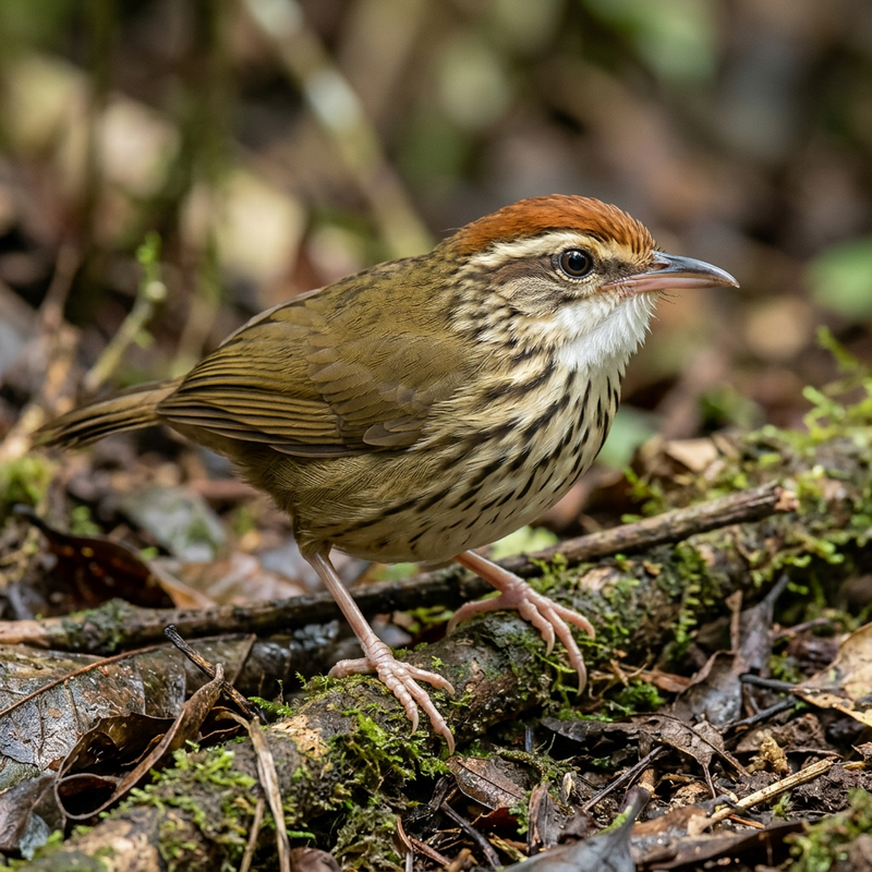 Fleckbrust-Drosselbabbler (Pellorneum ruficeps), KI-Illustration