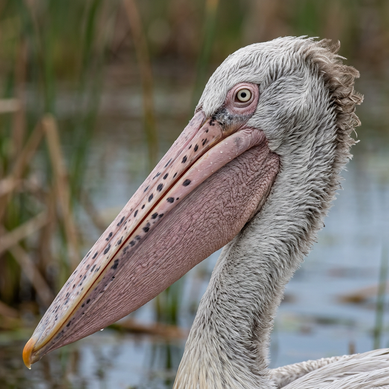 Fleckenschnabelpelikan (Pelecanus philippensis), KI-Illustration