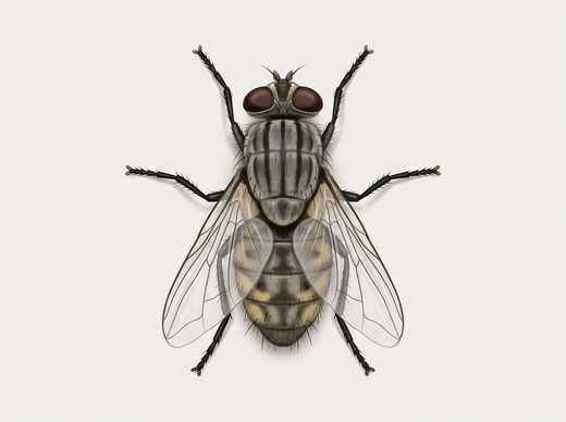 Große Stubenfliege (Musca domestica) von oben