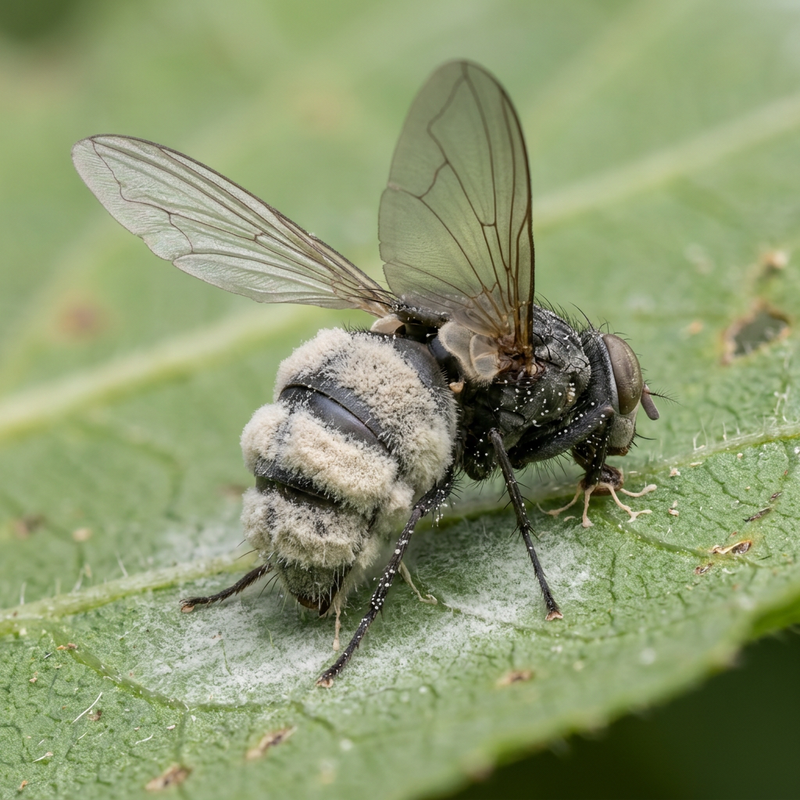 Fliegenschimmel (Entomophthora muscae), KI-Illustration