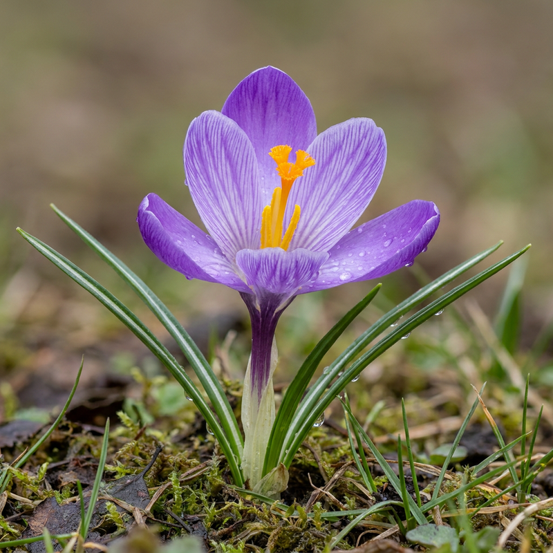 Frühlings-Krokus (Crocus vernus), KI-Illustration